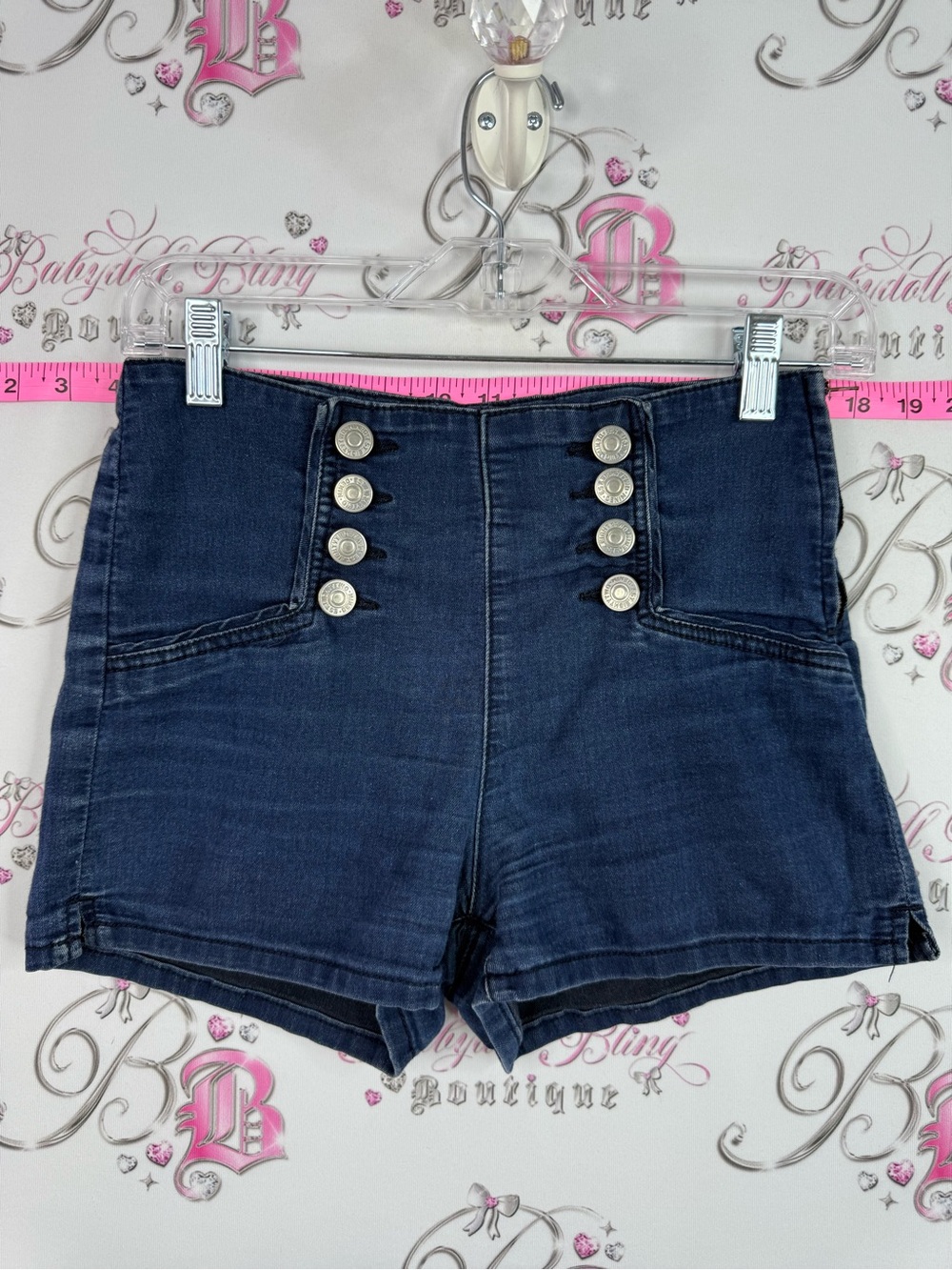 Ardene shorts nautical dark Blue High-Waist Sailor Denim Shorts